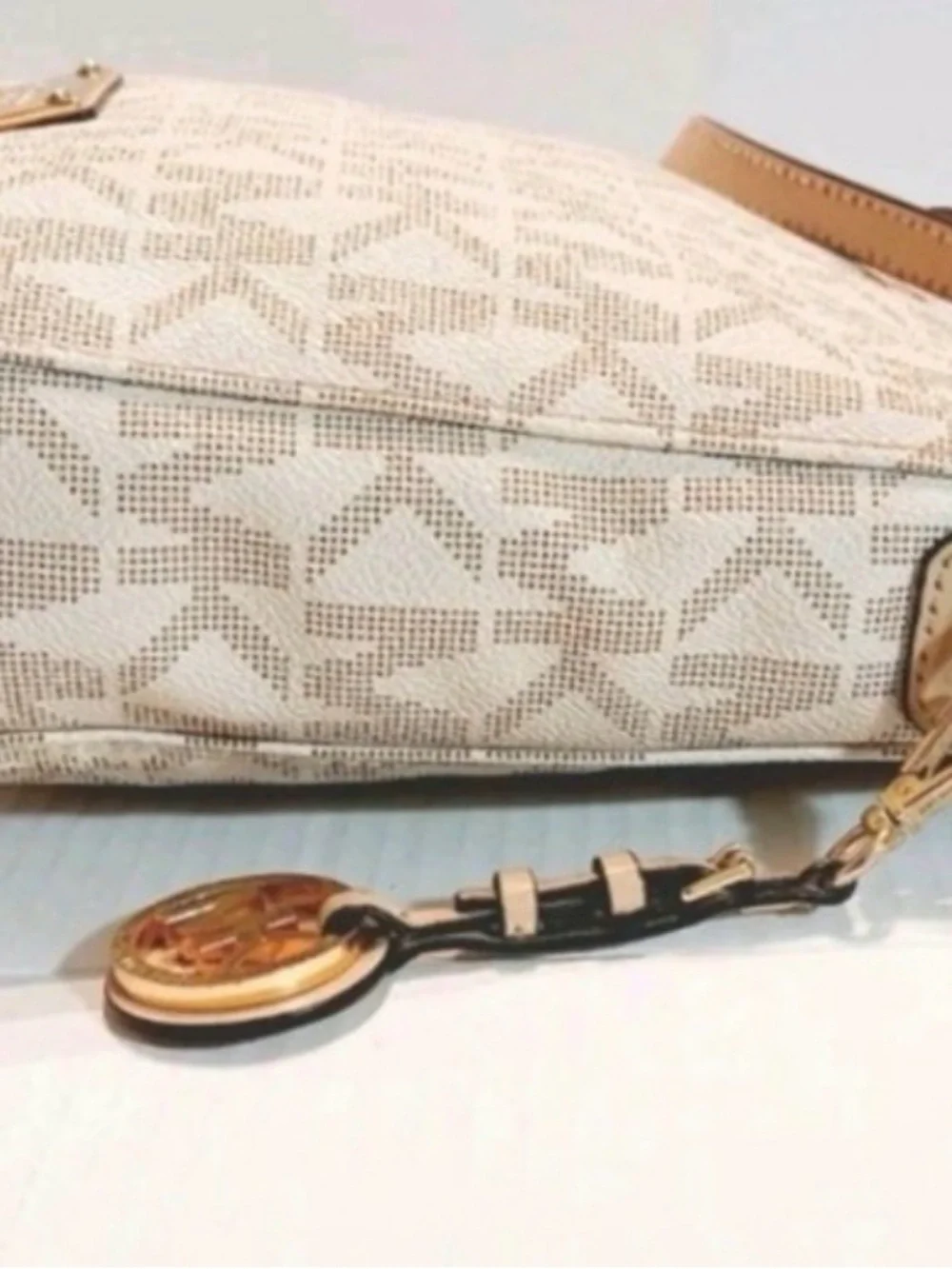 Michael Kors Vanilla MK Logo Shoulder Bag